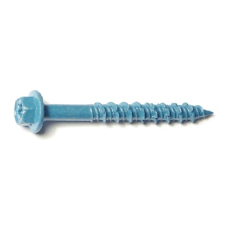 Masonry Screw, 5/16 Dia., Hex, 2 3/4 In L, Steel Blue Ruspert, 50 PK